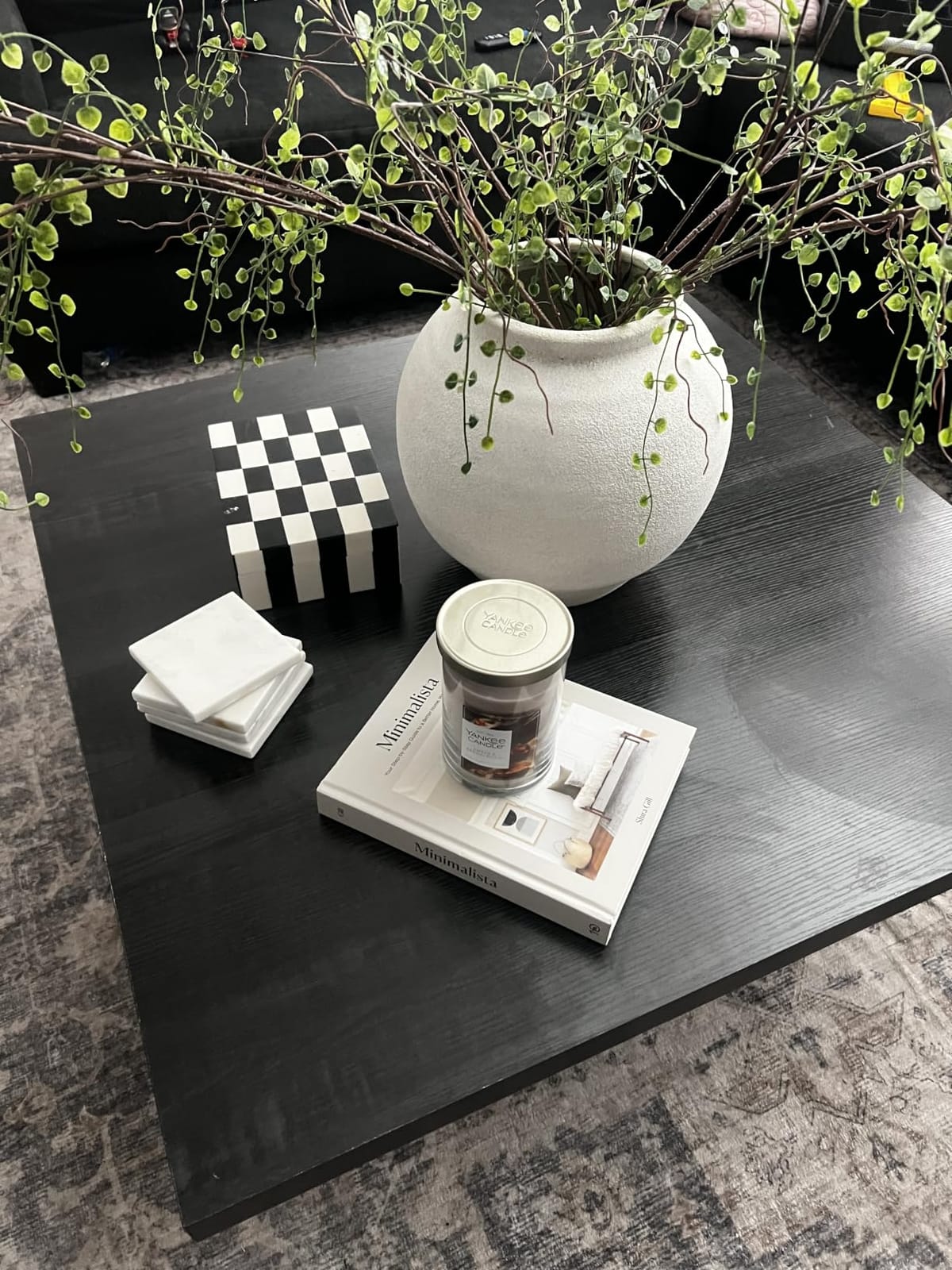Square Coffee Table, Wooden Living Room Table, Center Table with a Large Tabletop, 35.4