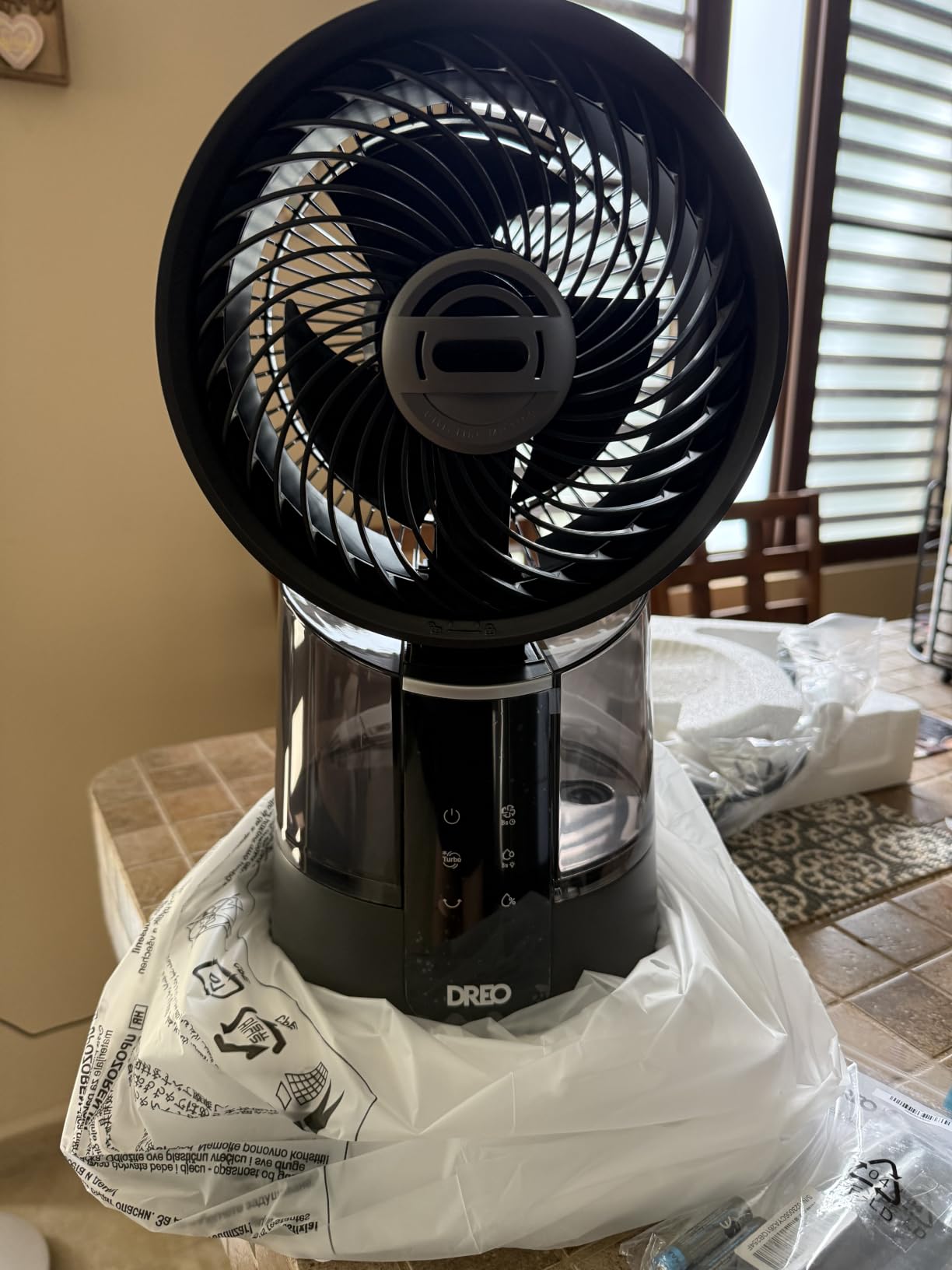 DREO TurboCool Misting Fan 516, 5℉ Drop Cooling Fans that Blow Cold Air | 150°+30° Omni-directional Oscillating, Evaporative air cooler, 26 ft/s Wind, Ultrafine Mist, 20dB, 6 Speeds 2 Modes, Grey customer photo 2