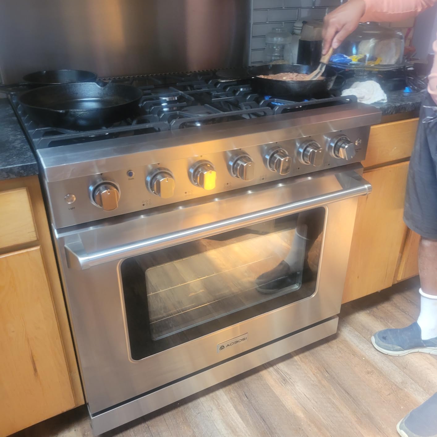 AAOBOSI 36 Inch Front Control Gas Range Oven, 78000 BTU Convection Oven, 6 Cu. Ft 6 Cooktop Burners, Self Clean, Freestanding Heavy Duty Gas Range Stove customer photo 1
