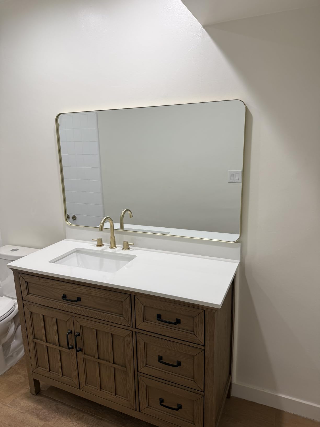 Sweetcrispy Bathroom Wall Mirror, 36x24 Inch Mirror for Over Sink, Black | Modern Wall Mount Vanity Mirror, Rounded Rectangle with Matte Brush Metal Framed, for Home Decor, Living Room, Bedroom customer photo 2