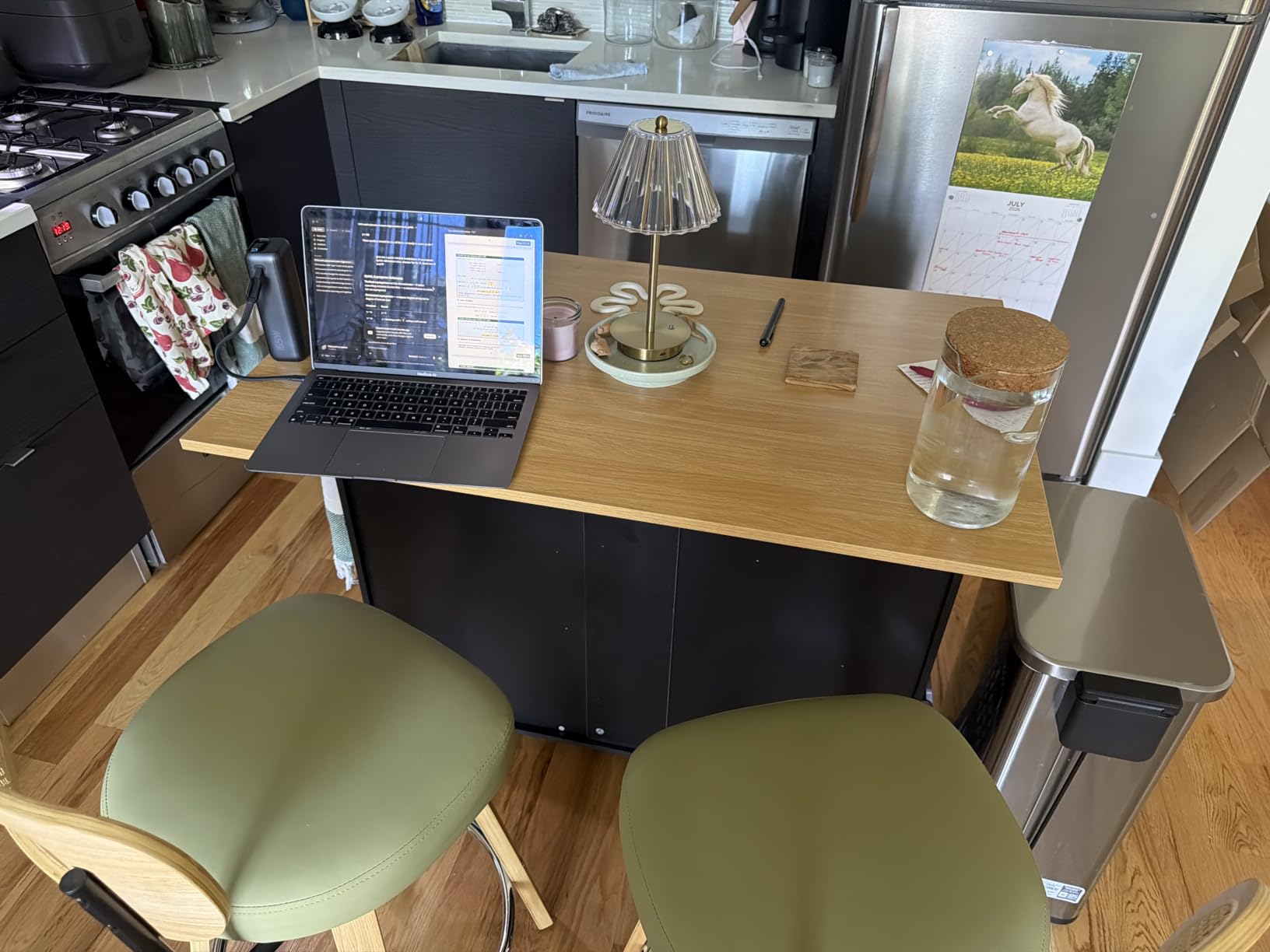 Shintenchi Kitchen Island with Folding Drop Leaf, Rolling Island Table with Storage, Kitchen Cabinet on Wheels with Seating Area for Kitchen, Bar Cart with Cabinet, White customer photo 2