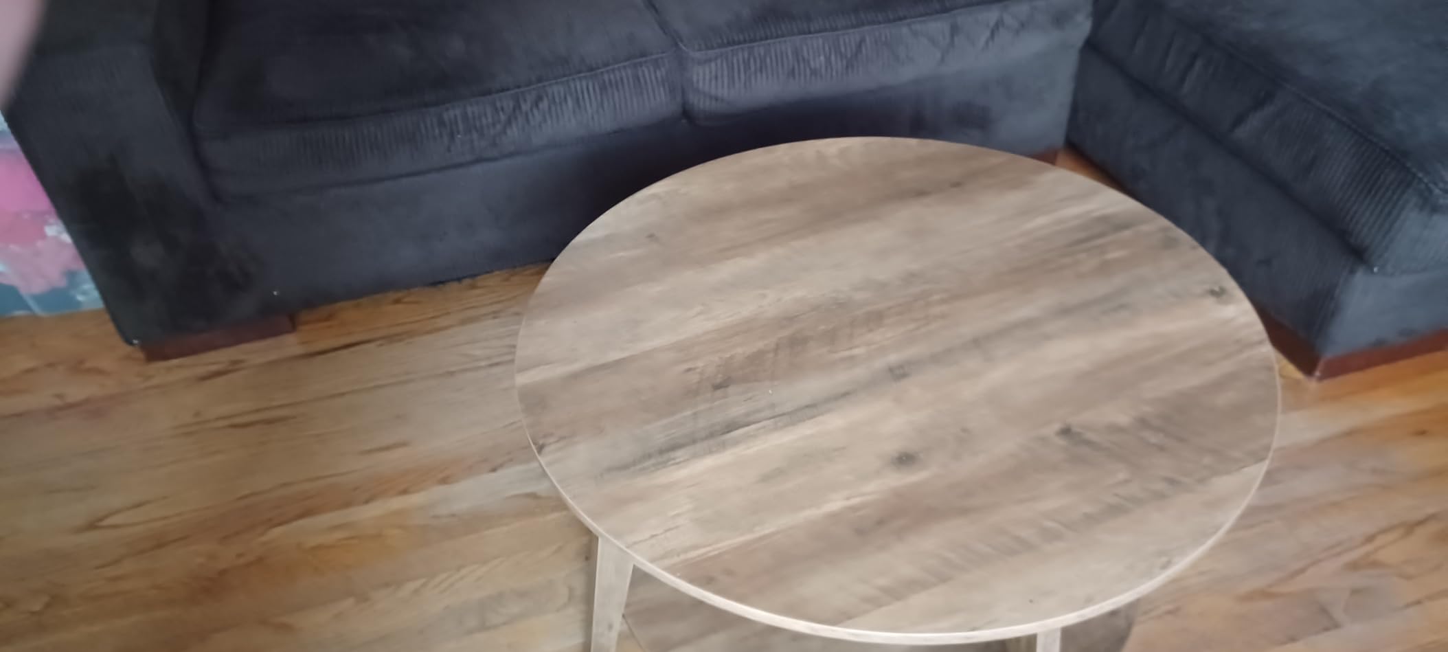 VASAGLE Round Coffee Table, Living Room Table with Tambour Design | Mid Century Modern, Easy Assembly, for Home and Office, 31.5 x 17.7 Inches, Natural Brown ULCT276K101 customer photo 2