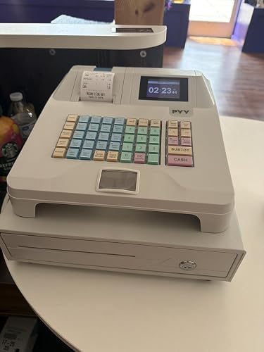 PYY Cash Register for Small Businesses | 8 Digital Dual Screens, 4 Bill 5 Coin Large Locked Drawer Cashier Box, Commercial Electronic Cashing System Restaurant Stores customer photo 1