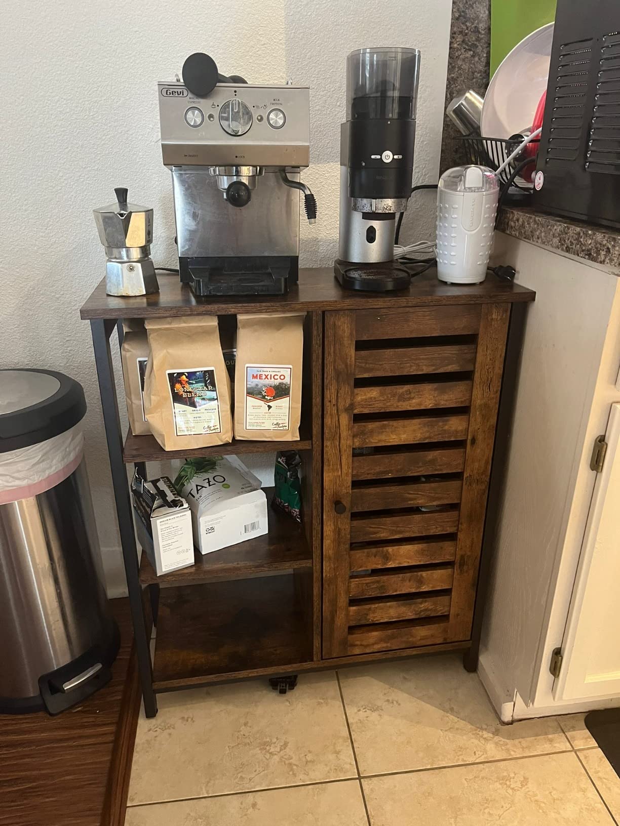 VASAGLE Buffet Cabinet, Sideboard, 4 Doors, 55.1 x 15.8 x 31.5 Inches | Farmhouse Coffee Bar Cabinet with 2 Drawers, Adjustable Shelves, Taupe Brown, SIREN Collection ULSC541TA01S customer photo 2