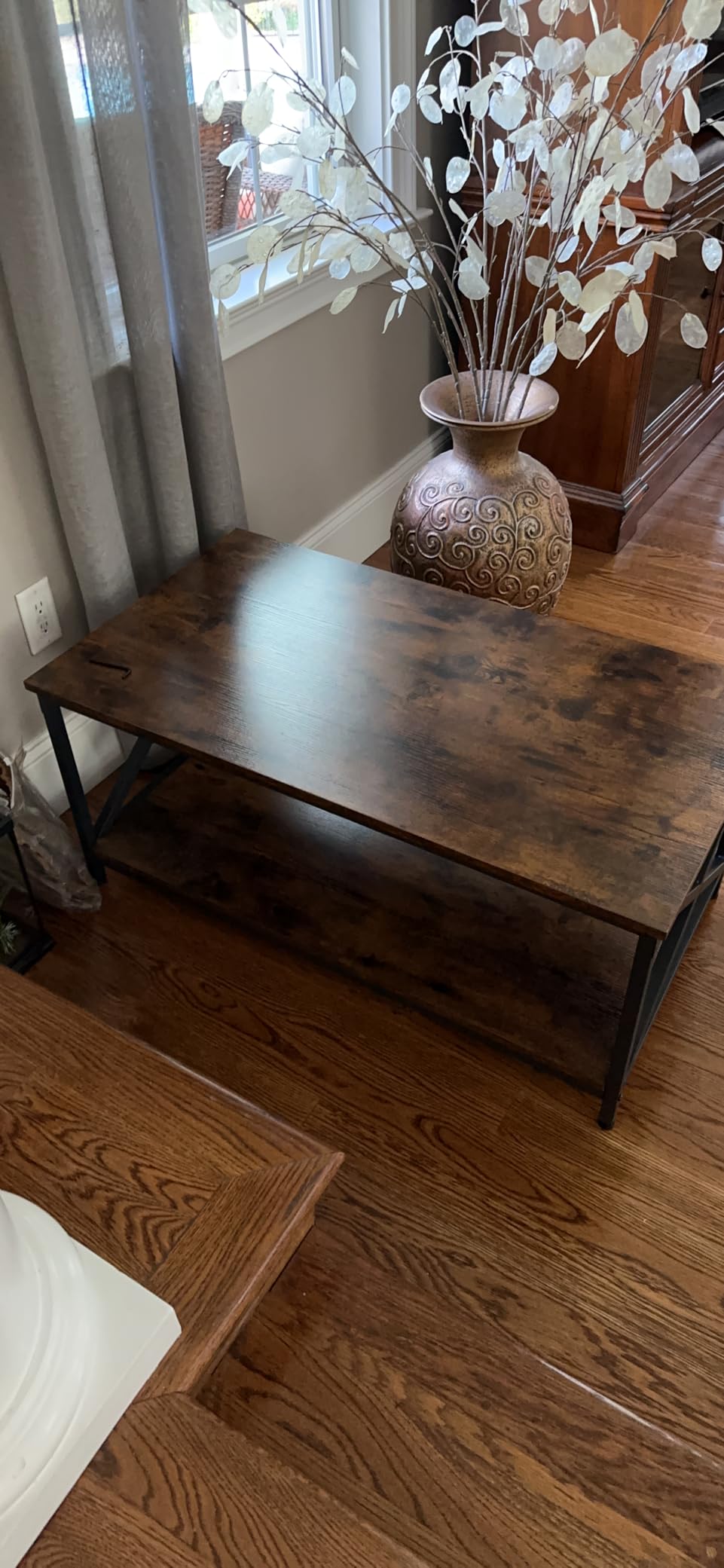 VASAGLE Coffee Table, 2-Tier Center Table with Rustic Charm and Clean Lines | Farmhouse Style, for Living Room, 21.7 x 39.4 x 17.7 in, Honey Brown, Koni Collection ULCT270K101 customer photo 1