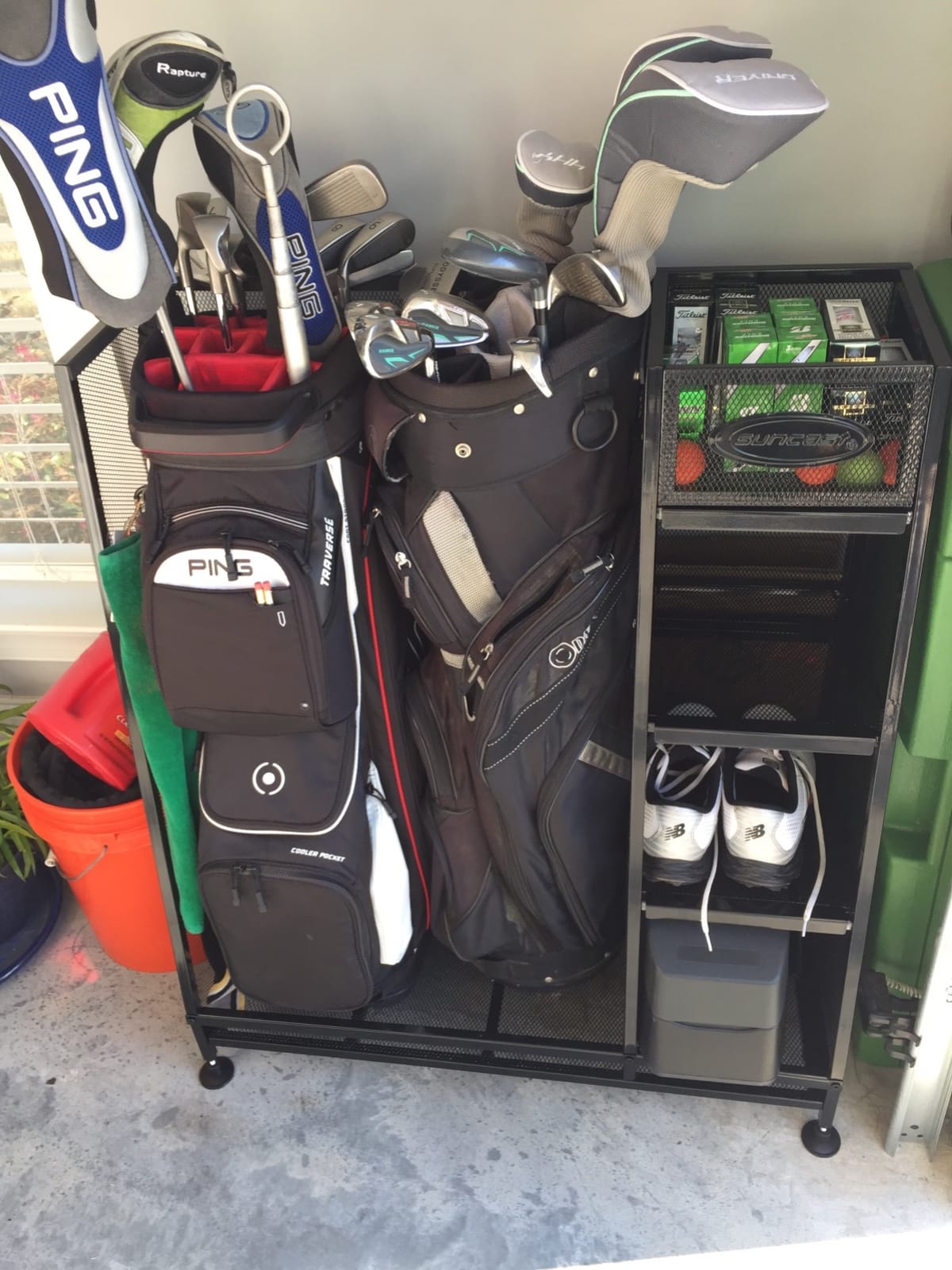 Suncast Golf Bag & Golfing Equipment Heavy-Duty Metal Organizer Rack w/ 3 Storage Shelves customer photo 2