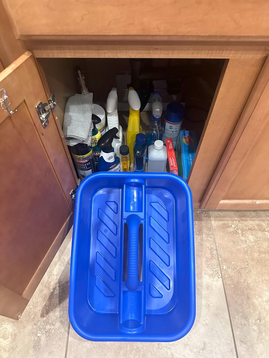 Akro-Mils 09185 Plastic Tote Tool & Supply Cleaning Caddy with Handle, (18-3/8-Inch x 13-7/8-Inch x 9-Inch), Blue (09185BLUE) customer photo 2