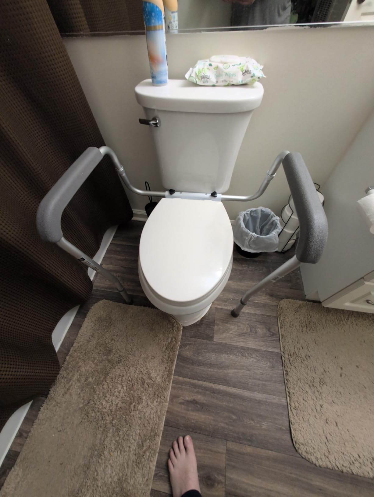 Medline Toilet Handle Safety Rail, Aluminum Grab Bar for Bathroom, 27.5