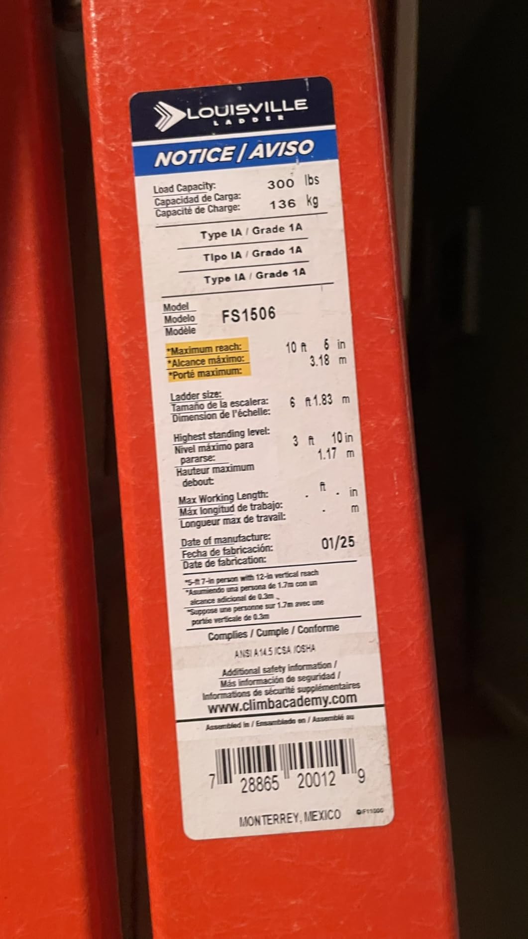 Louisville Ladder 10 ft Fiberglass Step Ladder, FS1510, Type IA, 300 lbs customer photo 1
