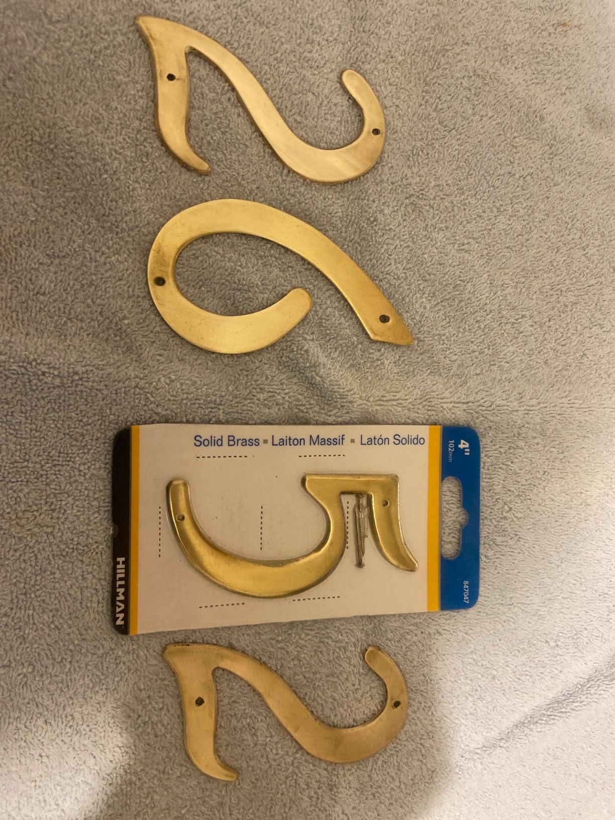 Hillman Nail-On Solid Brass House Number 1 for Mailbox and Door, 4 Inch customer photo 2