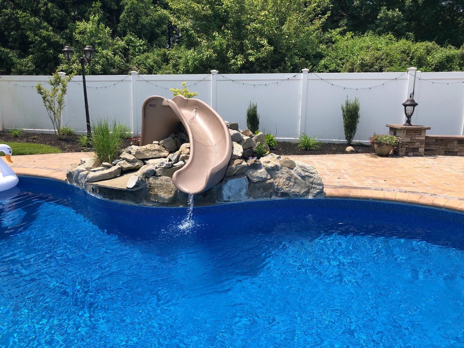 S.R.Smith Cyclone Pool Slide, Sandstone – Premium Water Slide with Right Curve for Inground Swimming Pool – Deck Mounted with Enclosed Ladder for Safety customer photo 2