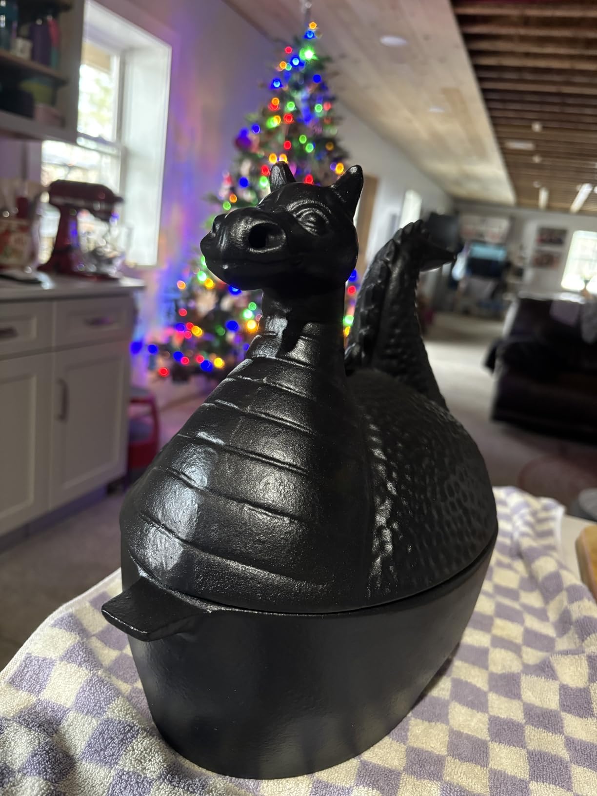 Plow & Hearth Dragon Wood Stove Steamer, Cast Iron Fireplace Humidifier, Matte Black, 2.75 QT customer photo 2