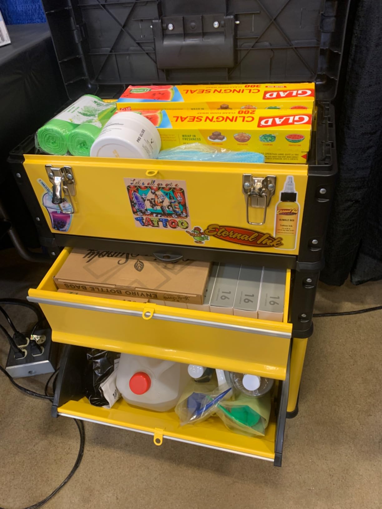 Stalwart 3-in-1 Portable Tool Box on Wheels, Yellow/Black, 20.5x12x28-Inch customer photo 2