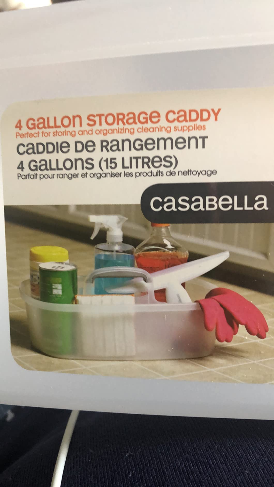 Casabella Cleaning Storage Caddy with Handle Plastic Multipurpose Organizer, Rectangle, 1.85-Gallon, Gray customer photo 2