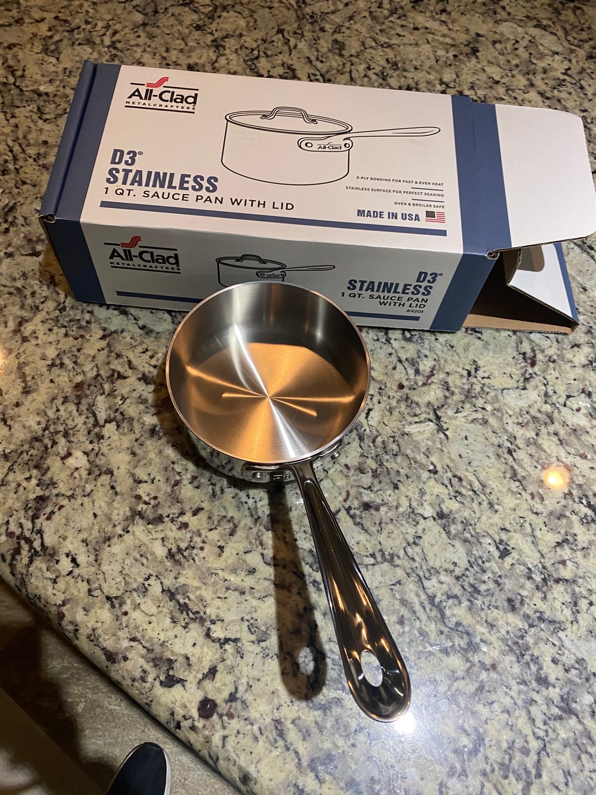 All-Clad D3 Stainless Steel 1.5 Qt Saucepan with Lid, Made in the USA | The Original Bonded Professional Cookware, Small Batch Cooking & Reheating, Induction Compatible, Oven Safe up to 600F customer photo 1