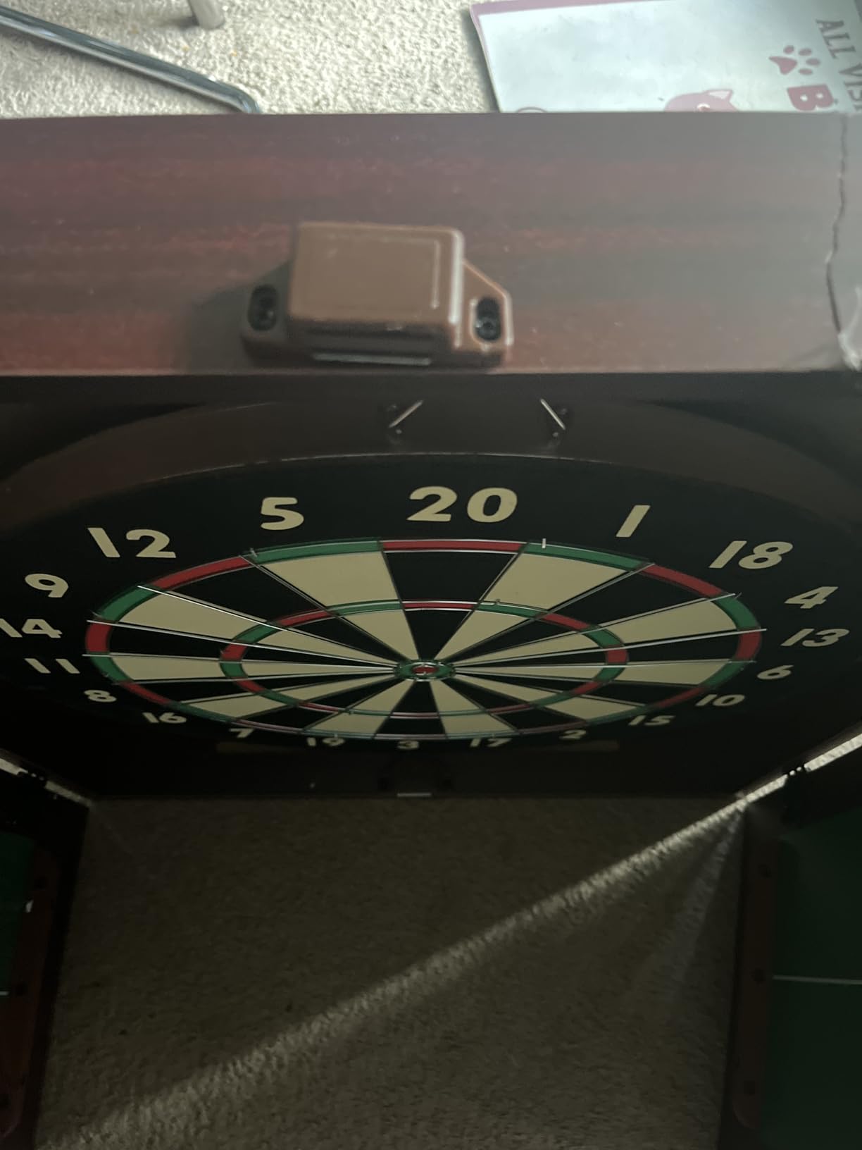 Trademark Poker Dart Board Cabinet Set with 18” Dartboard, Walnut, 20”x25” customer photo 2