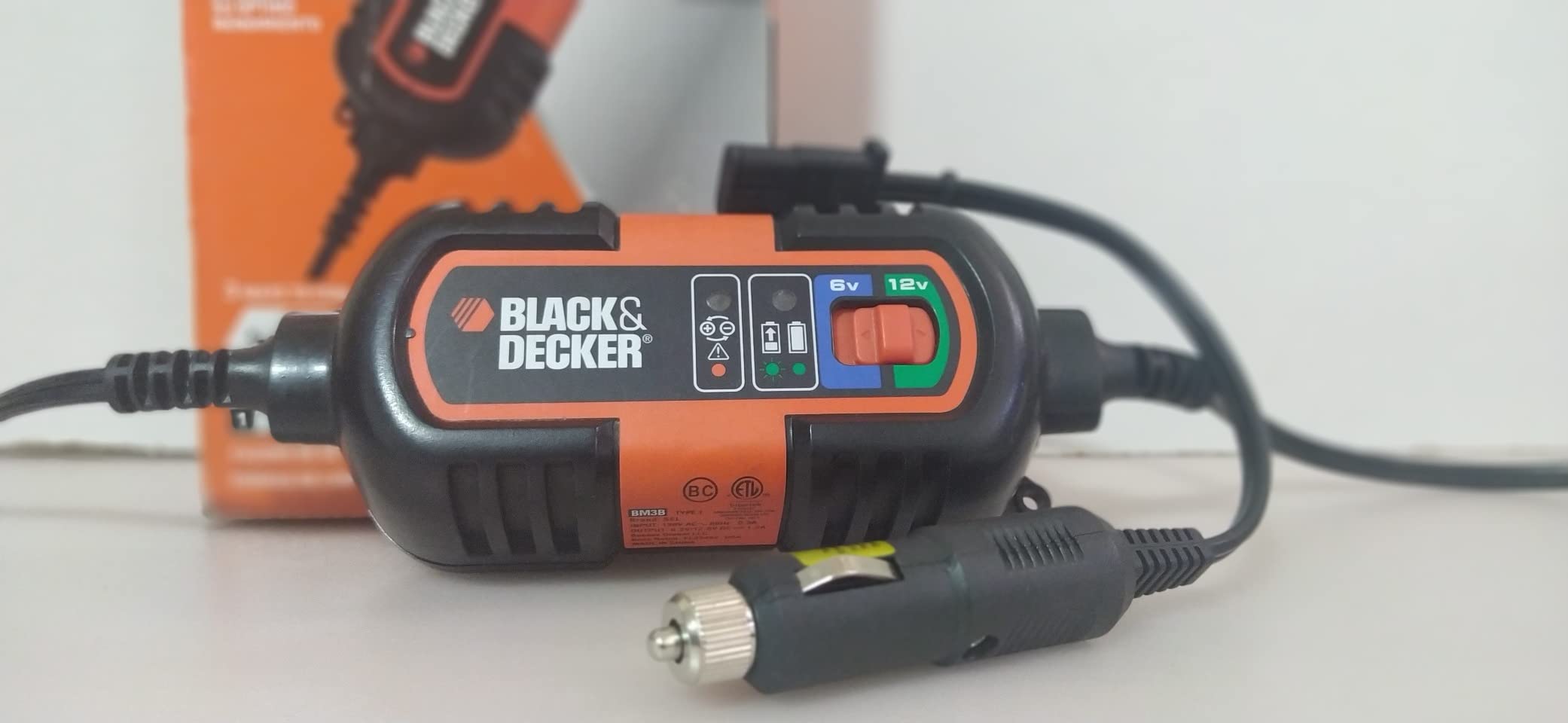BLACK+DECKER BM3B Fully Automatic 6V/12V Battery Charger/Maintainer with Cable Clamps and O-Ring Terminals, Multi, 1.5 Amp customer photo 2