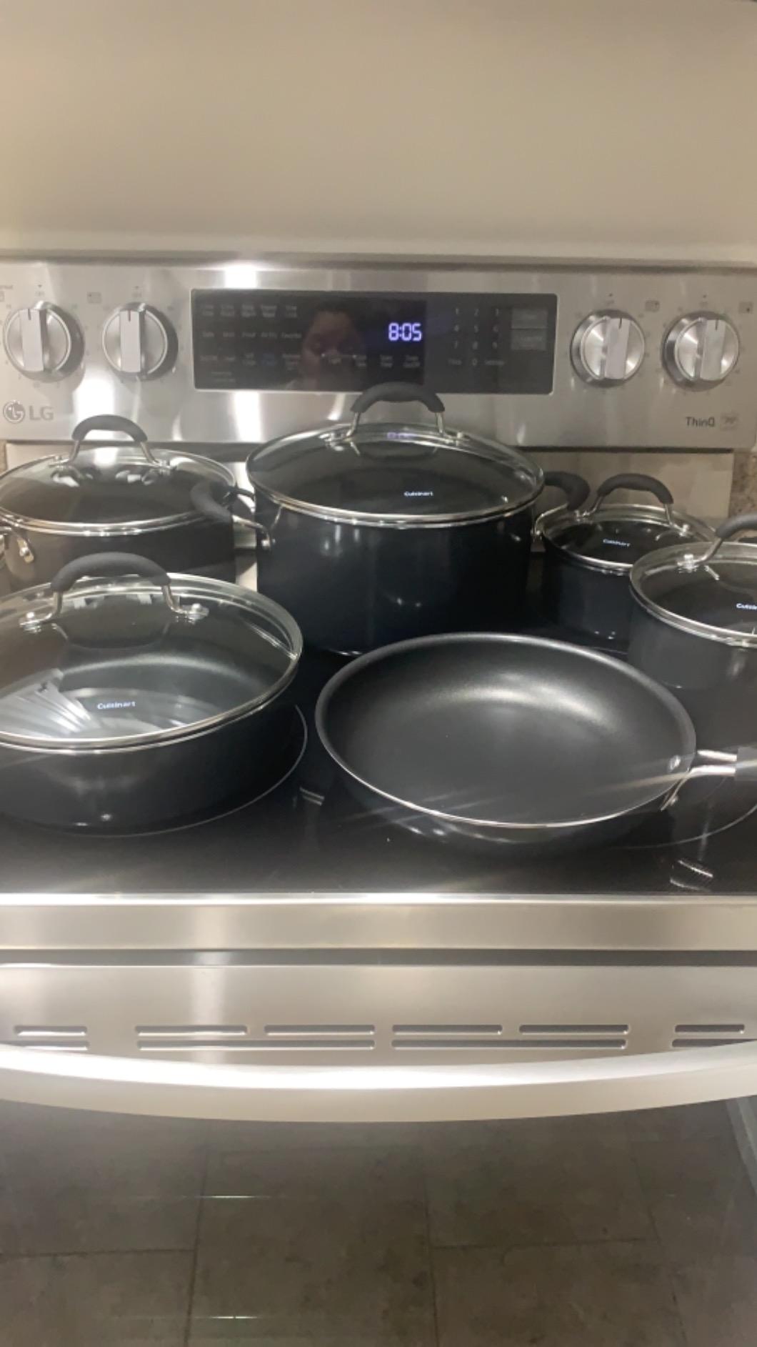 Cuisinart Pots and Pans Set, Nonstick w/Aluminum Core, 11-Piece, Black | 11-pc pots and pans set non stick, dishwasher safe & oven safe to 350°F, features aluminum core & easy grip handles, 55-11BK customer photo 1