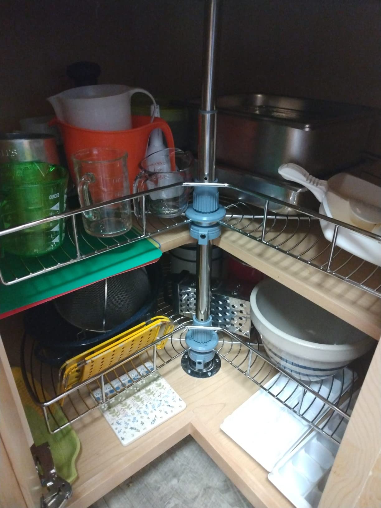 Dowell Base Cabinet Kidney Shape Dia.28 270° Lazy Susan, 2 Shelves, Kitchen Base Corner Cabinet Organizer (Chrome 4001 270 28) customer photo 2