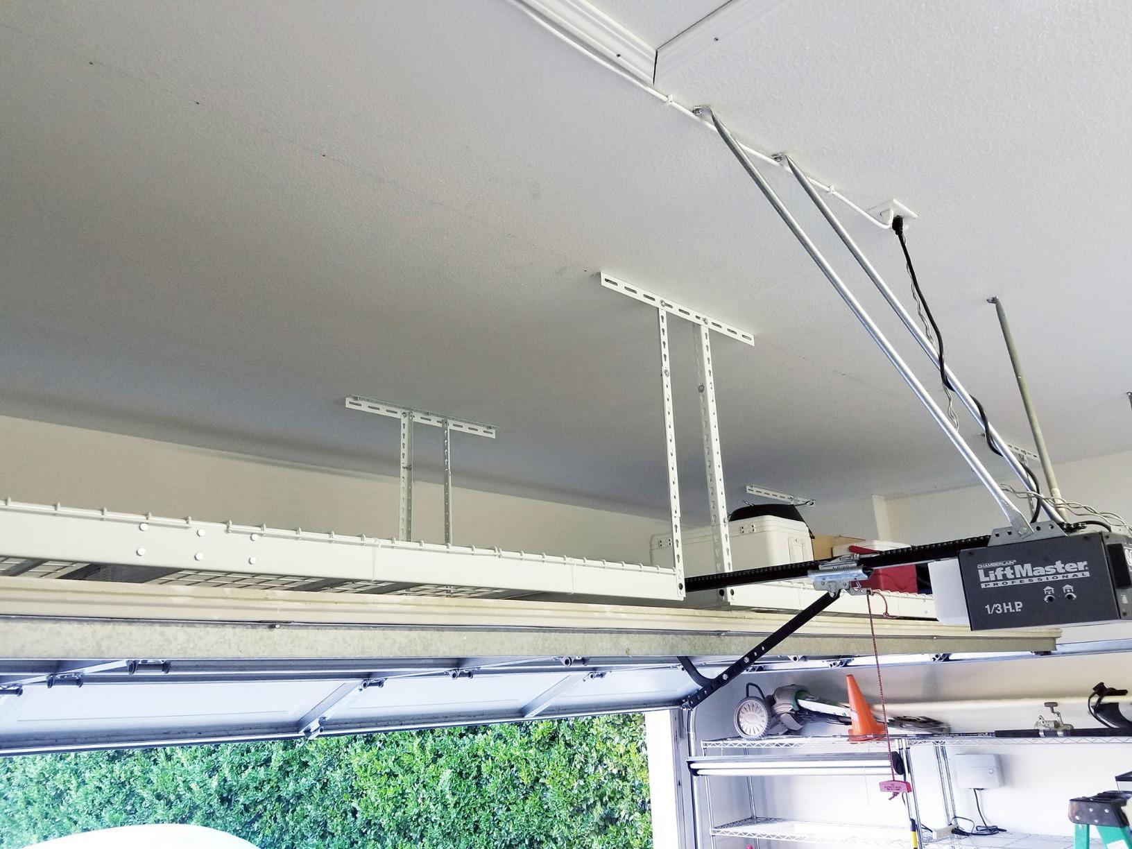 SafeRacks White 4x8 Overhead Storage Rack w/ 5-pc Hook Pack (12”-24