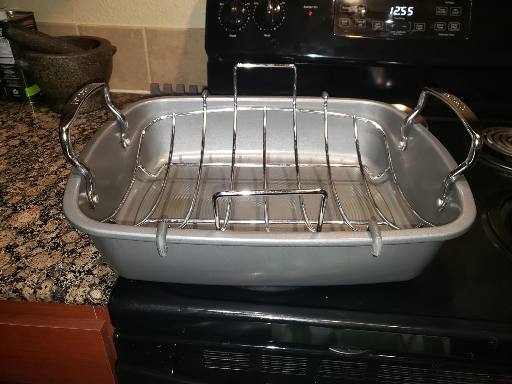 Circulon Total Bakeware Nonstick Roaster, Roasting Pan with Rack, 17-Inch x 13-Inch, Gray customer photo 2