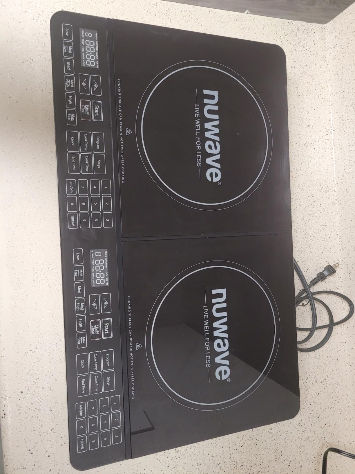 Nuwave PIC Double Portable Induction Cooktop, 900W/1500W/1800W Options | Two 8 Heating Zones, 106 Precise Temperatures from 50F-575F in 5F Increments, Shatter-Resistant Ceramic Glass customer photo 2