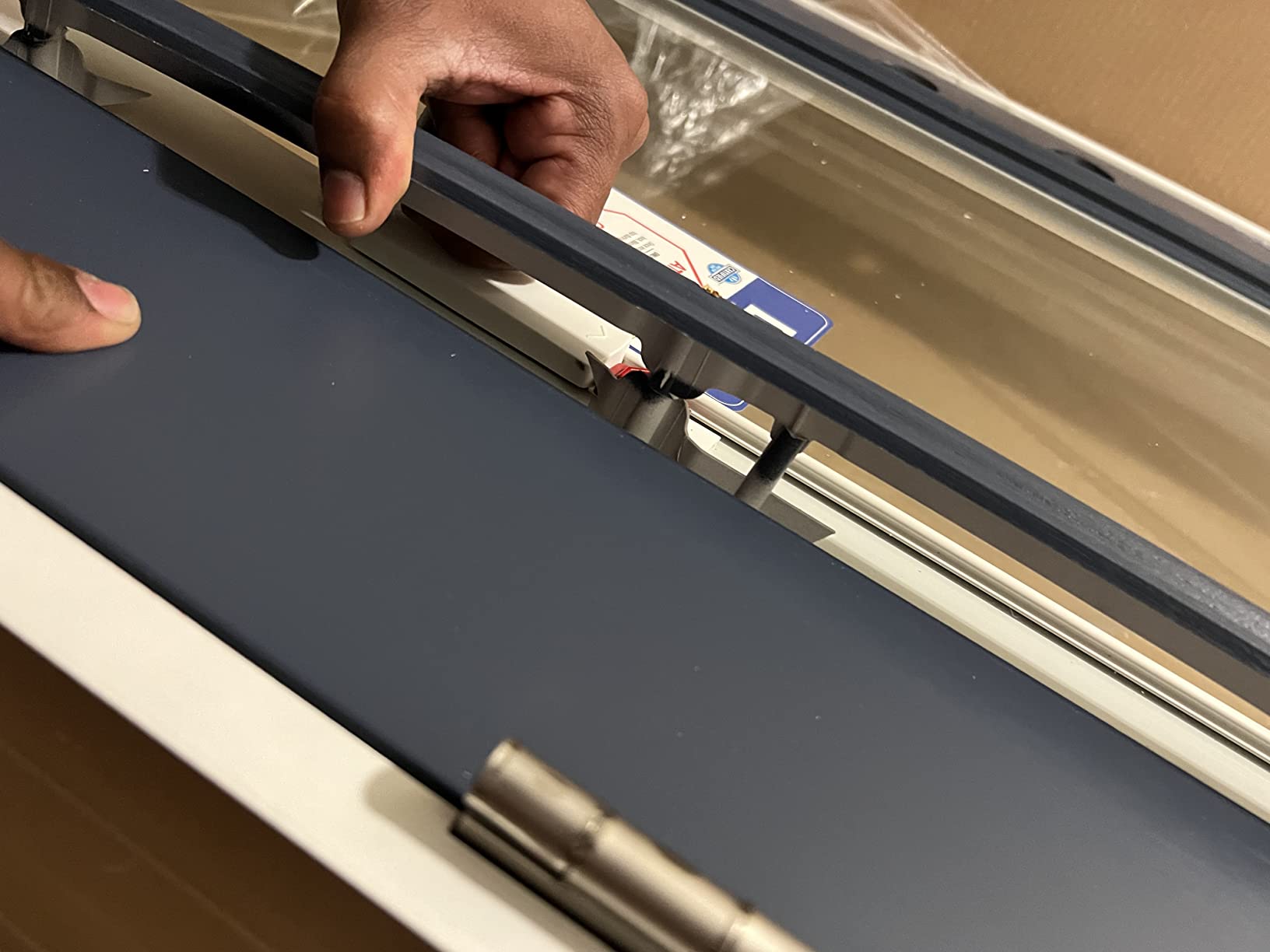 National Door Company ZFS686BLFS28L Fiberglass Smooth, Primed, Left Hand Inswing, Exterior Prehung Door, Clear Glass Internal Blinds, Full Lite, 32