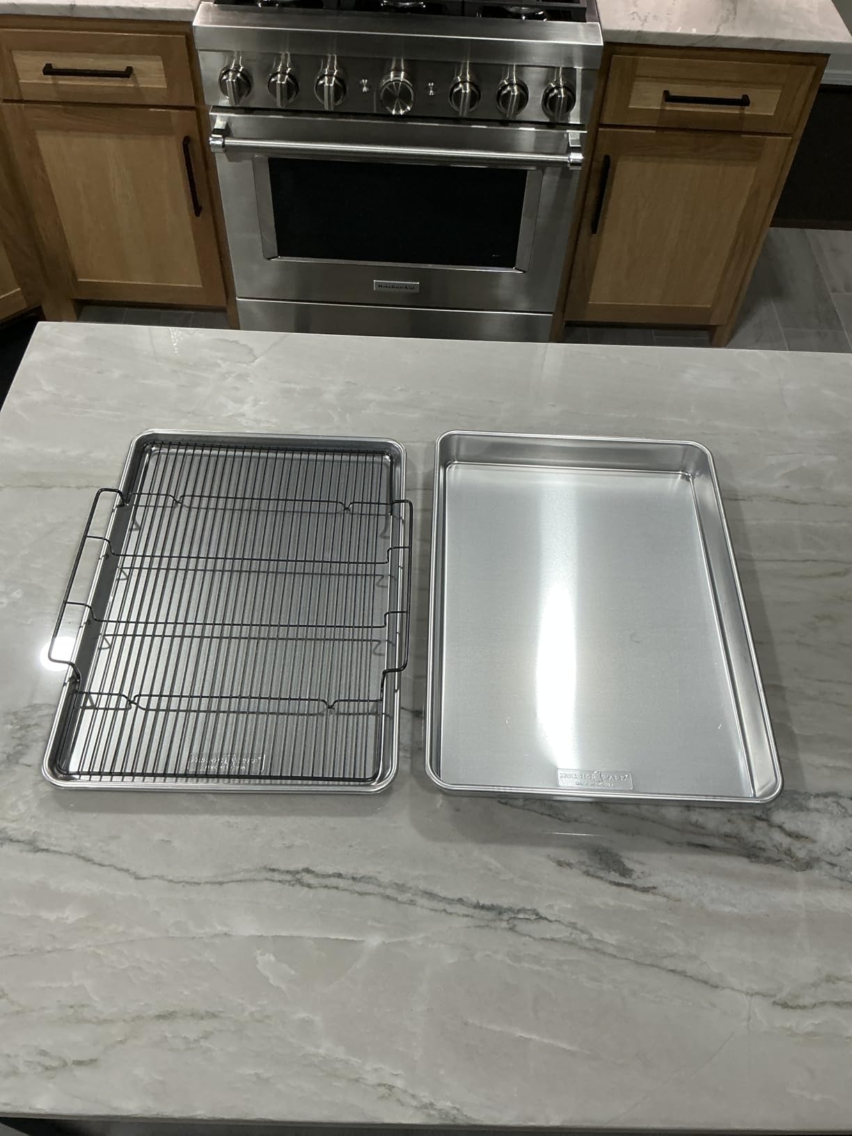 Nordic Ware Oven Crisp Baking Tray 2pc Set Includes Pan and Rack; Natural Aluminum For Air Frying, Crisping, Broiling, Baking; Cooking Surface 17 x 12 Inches customer photo 1
