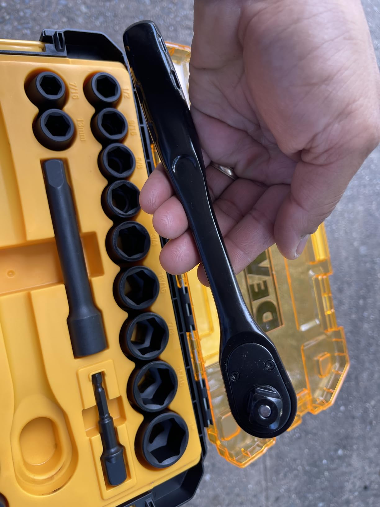 DEWALT Impact Socket Set with Ratchet, Metric/SAE, 1/2
