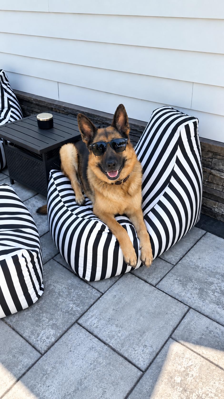 Jaxx Juniper Outdoor Bean Bag Patio Chair & Poolside Lounge, Navy Striped customer photo 1