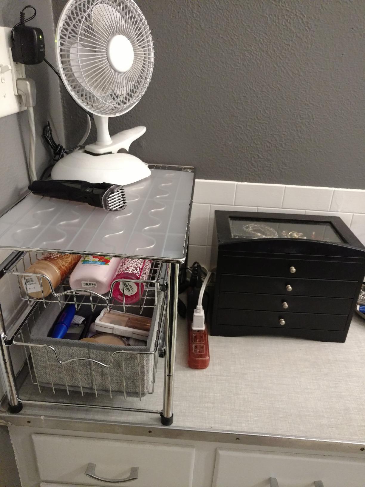 Simple Houseware Stackable 2 Tier Sliding Basket Organizer Drawer, Chrome customer photo 2