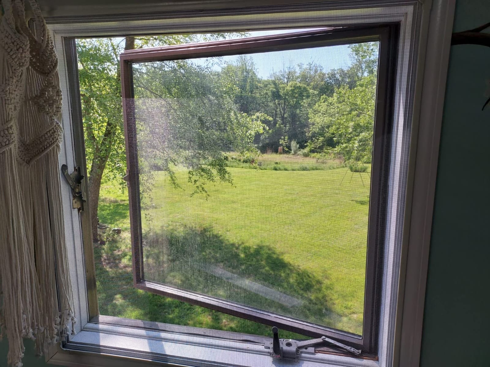 NeatiEase Adjustable DIY Magnetic Window Screen Max 55InchH x 36InchW Fits Any Size Smaller with White Frame Fiberglass Mesh customer photo 1