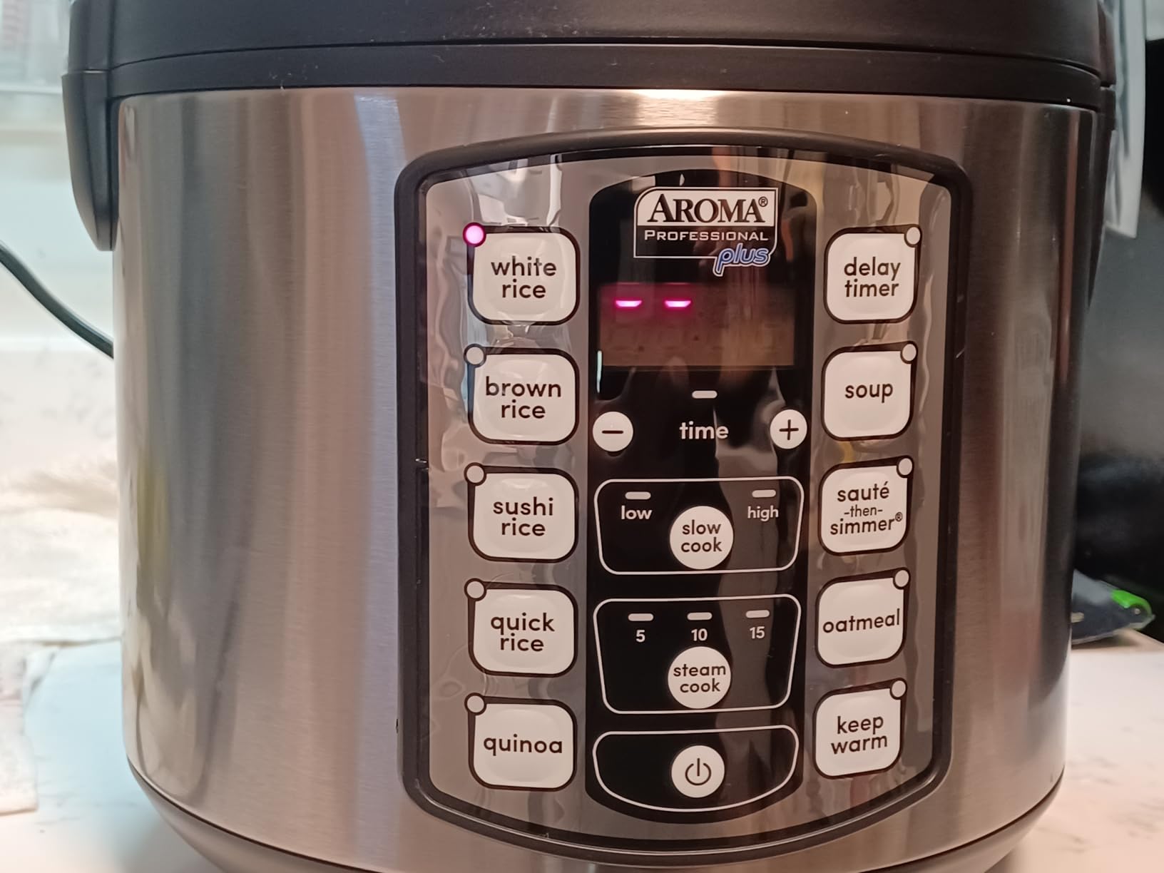 Aroma Housewares Professional Plus ARC-5000SB 20 Cup (Cooked) Digital Rice Cooker, Food Steamer, Slow Cooker, Stainless Exterior/Nonstick Pot, Silver, Black, 10-cup uncooked/20-cup cooked/4QT customer photo 2