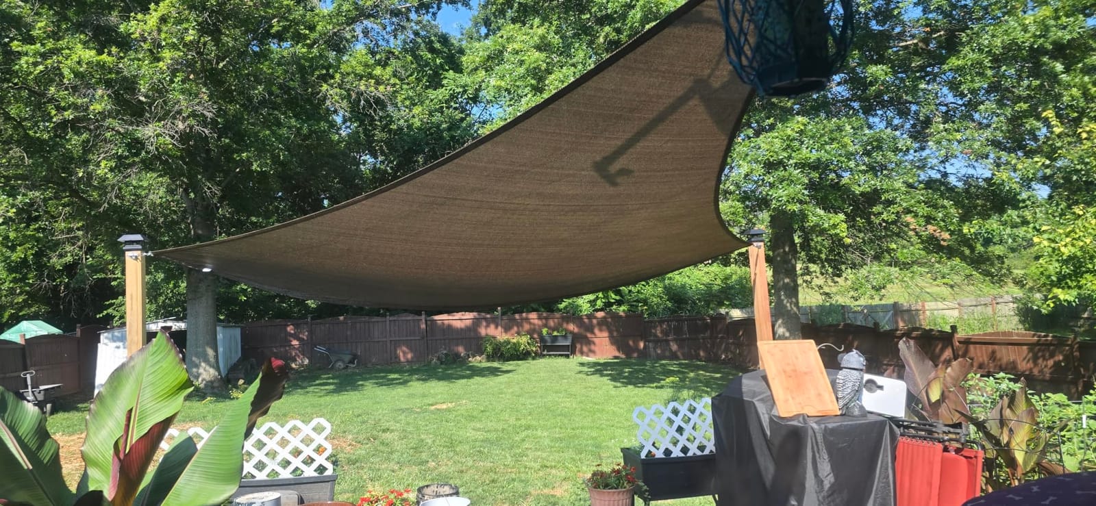 Windscreen4less 16' x 16' x 16' Sun Shade Sail Triangle Outdoor Canopy Cover UV Block for Backyard Porch Pergola Deck Garden Patio (Turquoise) customer photo 2