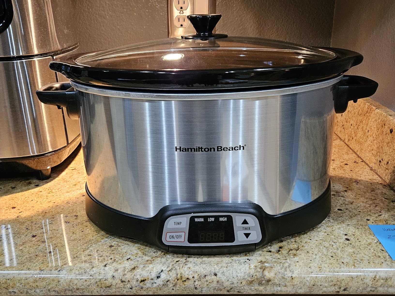 Hamilton Beach Set & Forget 8 Quart Programmable Slow Cooker with 3 Heat and Adjustable Time Settings, Dishwasher-Safe Stoneware Crock & Glass Lid, Silver customer photo 1