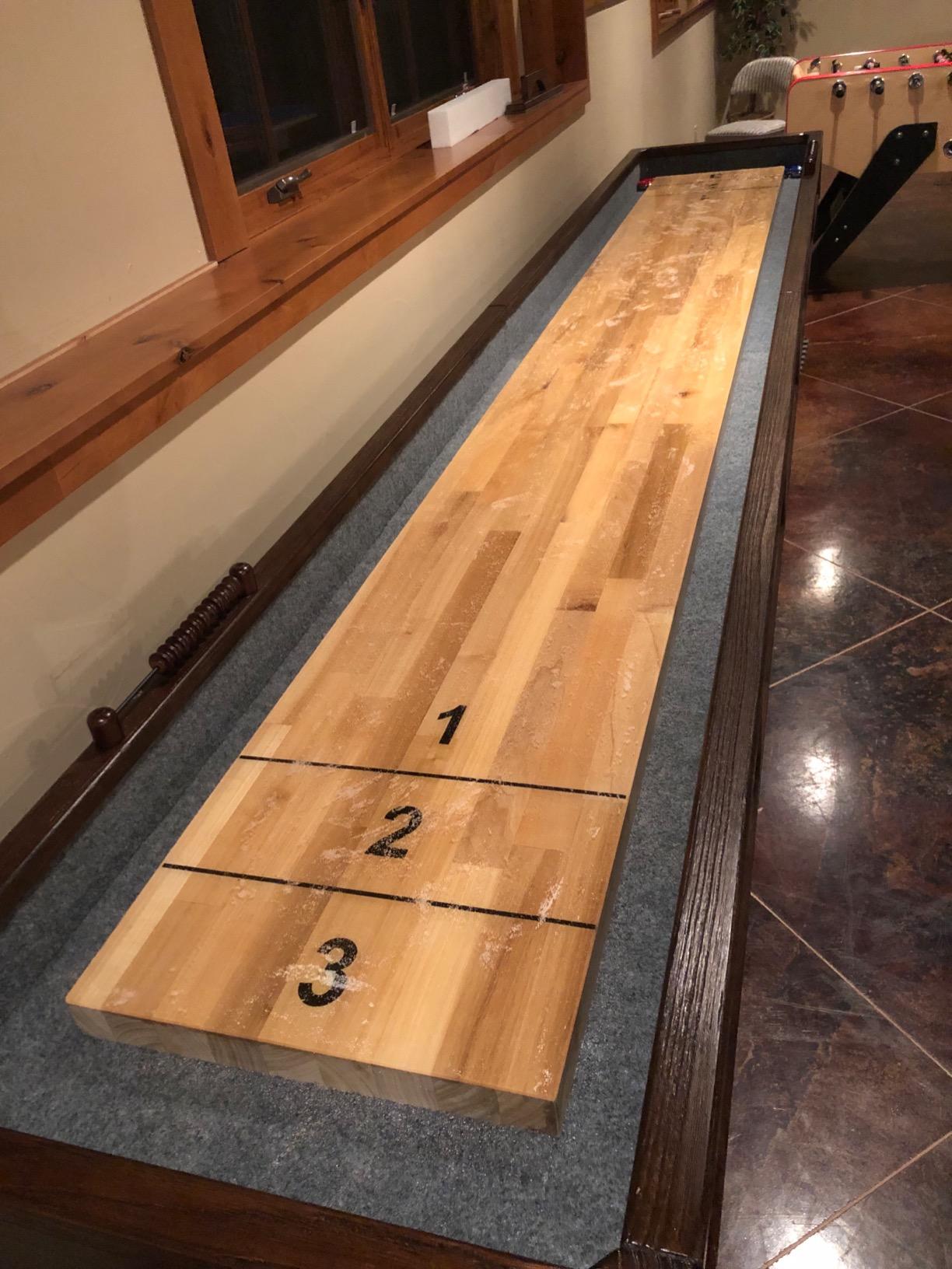 Barrington 12 Ft. Shuffleboard Table, Solid Wood, Storage Cabinets customer photo 2