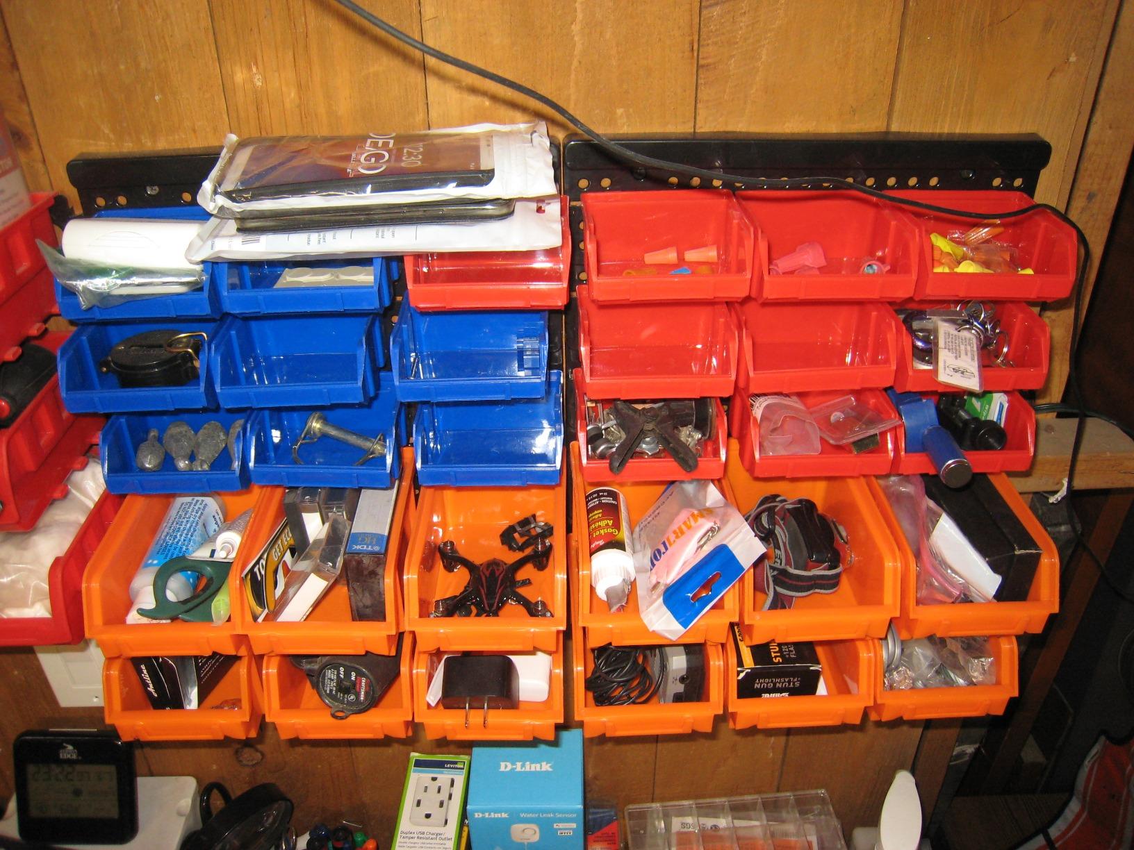 HORUSDY Wall Mounted Storage Bins Parts Rack 30PC Organizer Garage Plastic Shop Tool for Men's Gift, Blue,Orange,Red customer photo 1