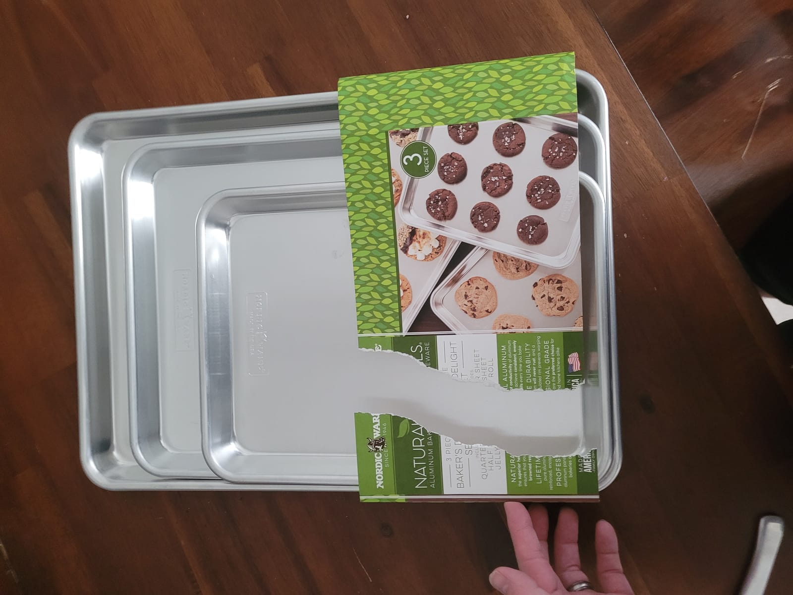 Nordic Ware Naturals 3 Piece Set - USA Made Aluminum Commercial Quality Sheet Pan for Baking or Roasting, Encapsulated Galvanized Steel Rim Prevents Warping; Half Sheet, Jelly Roll and Quarter Sheet customer photo 2