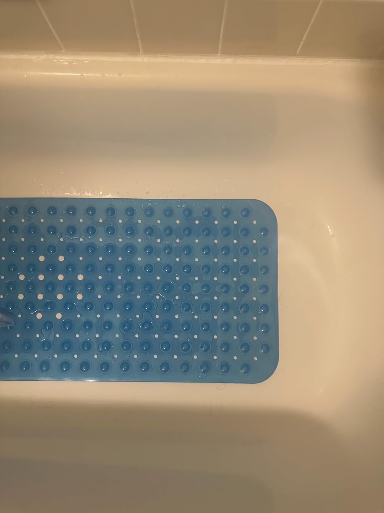 AmazerBath Shower Mat Non Slip 40 x 16 Inches, Bathtub Mat Shower Stall Mats with Suction Cups and Drain Holes, Non Slip Bath Mat for Tub for Elderly & Kids, Clear Blue customer photo 2