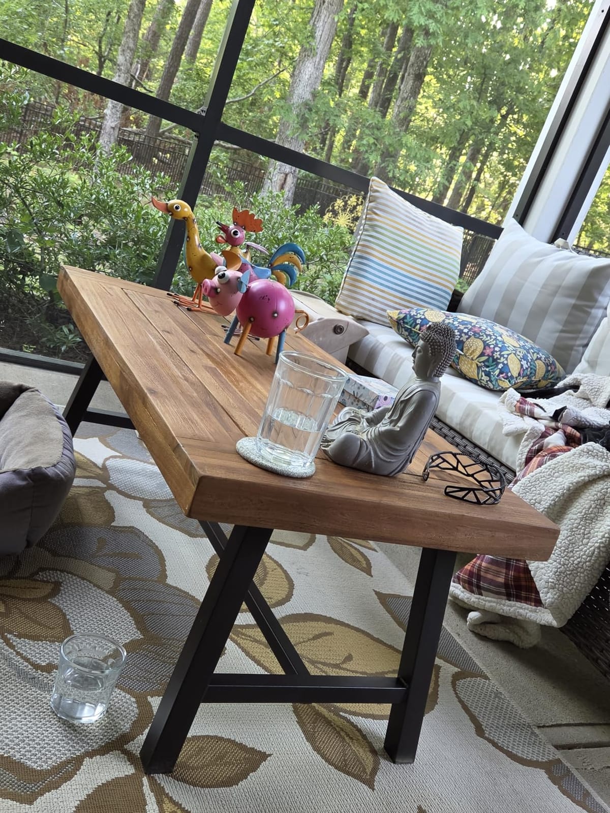 Christopher Knight Home Carlisle Outdoor Acacia Wood Coffee Table, Sandblast/Rustic Metal customer photo 1