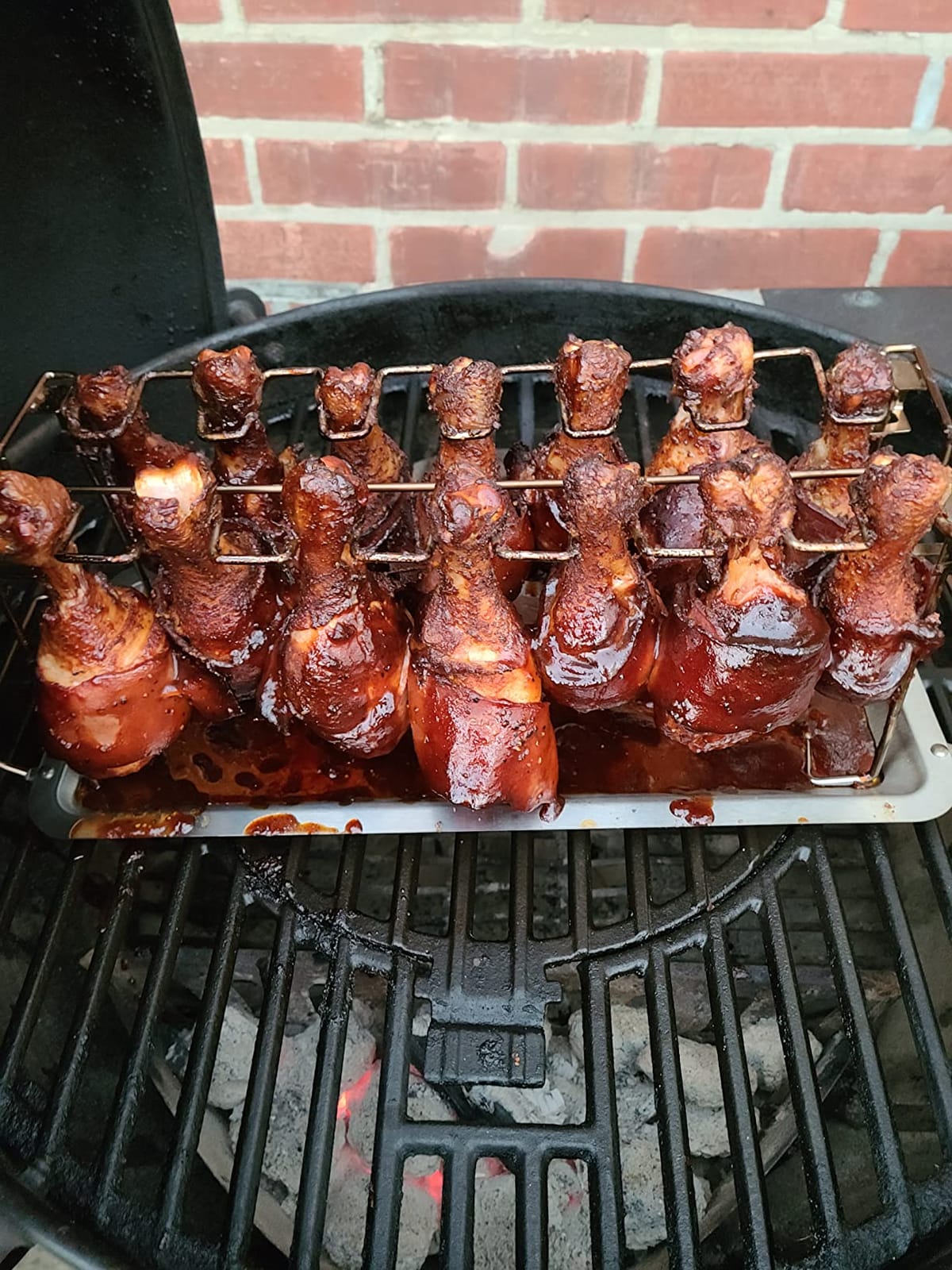 G.a HOMEFAVOR 14-Slot Chicken Leg Rack for Grill & Wings, BBQ Accessories | Stainless Steel, Dishwasher Safe, Foldable, with Detachable Drip Pan, Roasting Rack for Oven, Camping, Indoor & Outdoor customer photo 2