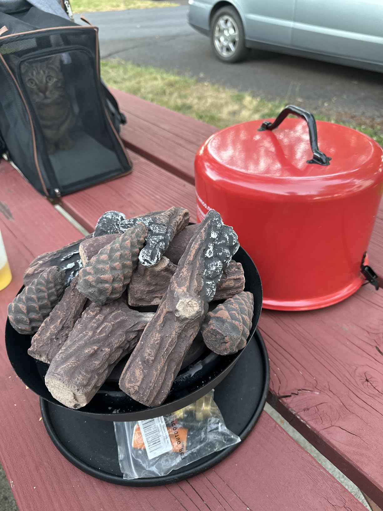 Skyflame 10 Small Piece Set of Ceramic Wood Logs and Pine Cones, Indoor Gas Inserts, Ventless & Vented customer photo 2