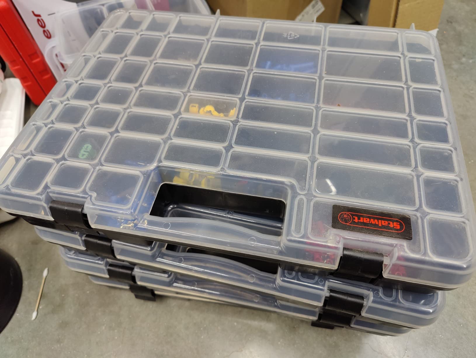 Stalwart - 75-ST6073 Portable Storage Case with Secure Locks and 55 Small Bin Compartments for Hardware, Screws, Bolts, Nuts, Nails, Beads, Jewelry and More by Black customer photo 1