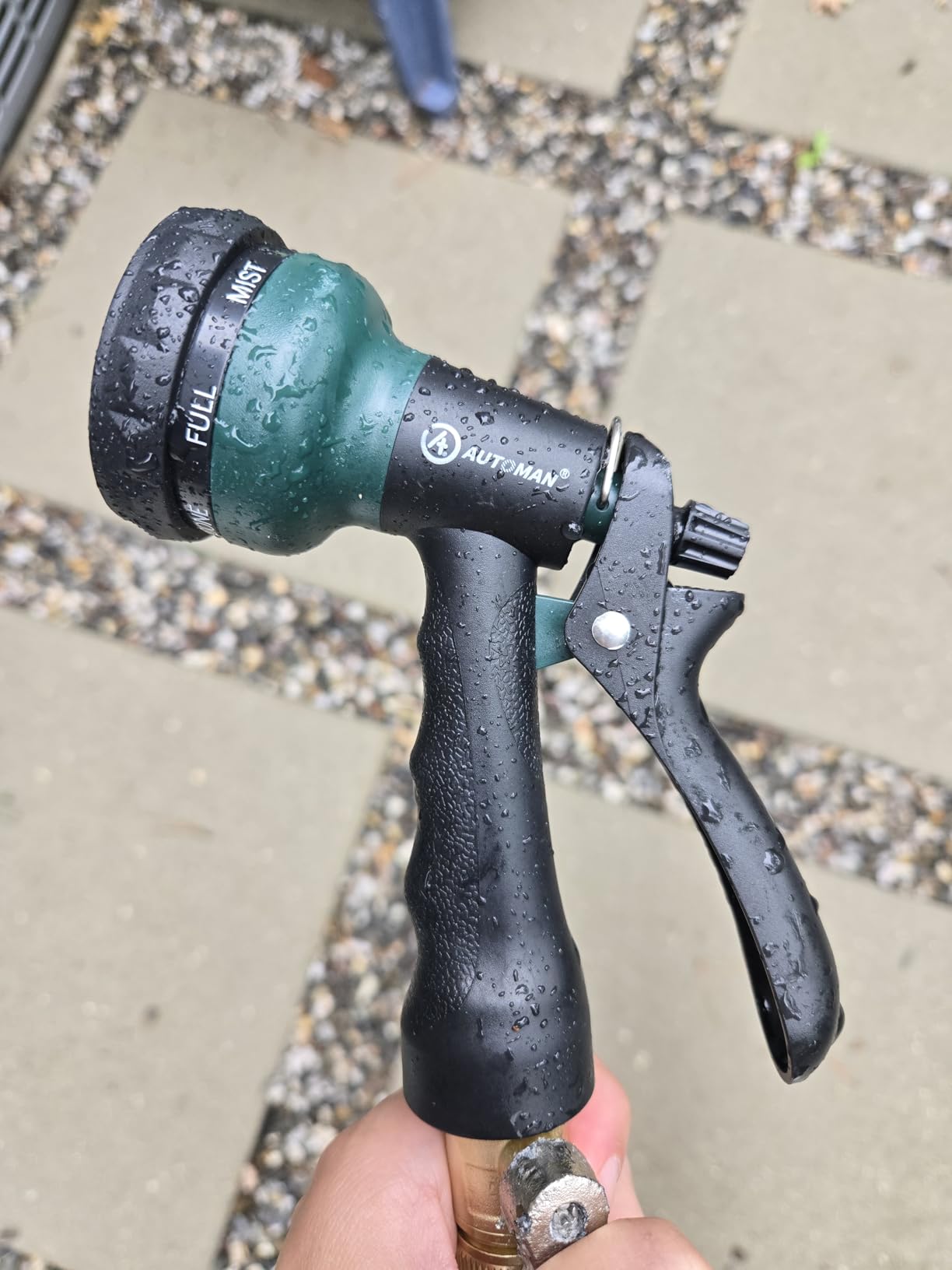 AUTOMAN Garden Hose Nozzle, Water Hose Sprayer Nozzle with 7 Adjustable Watering Patterns, Slip Resistant for Watering Plants, Lawn& Garden, Washing Cars, Cleaning, Showering Pets & Outdoor Fun. customer photo 1
