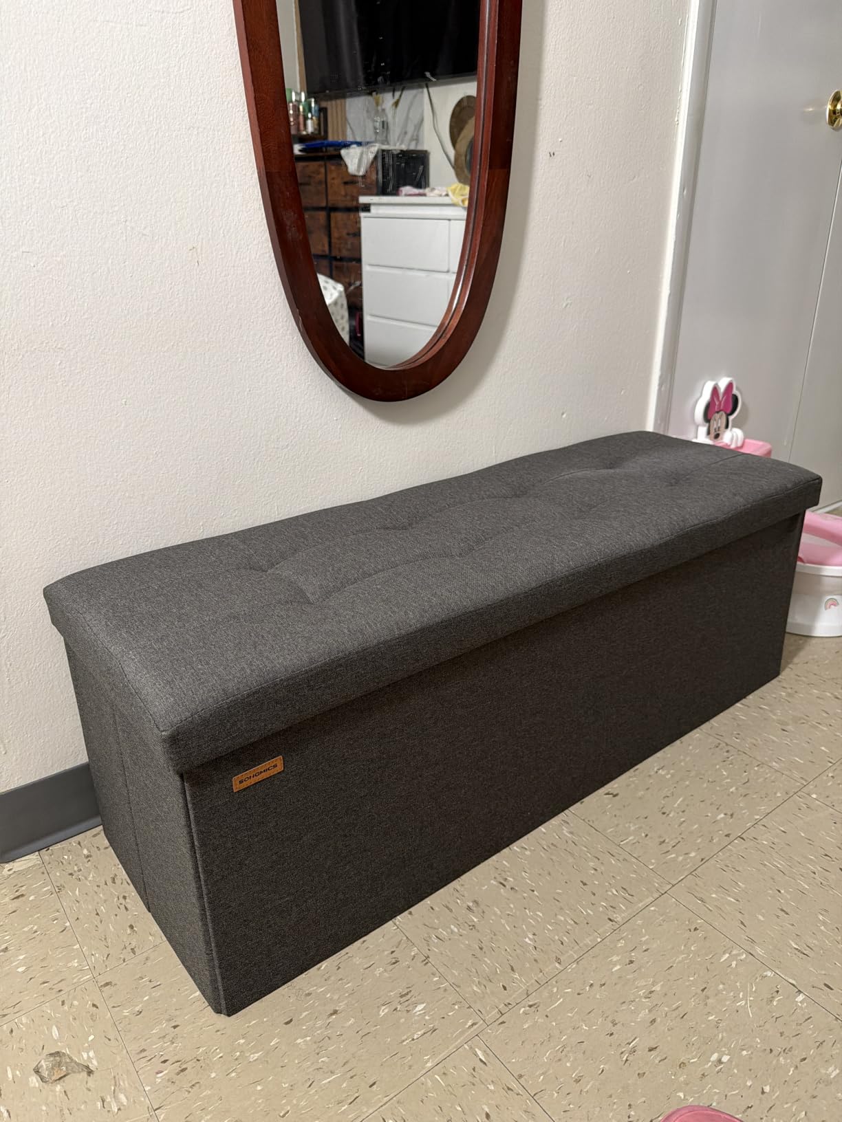 SONGMICS 30 Inches Folding Storage Ottoman Bench, Load 660 lb customer photo 1