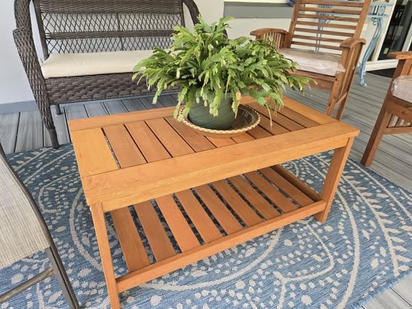 Furinno TIOMAN 2-Tier Outdoor Patio Table with Open Shelf, Natural customer photo 2