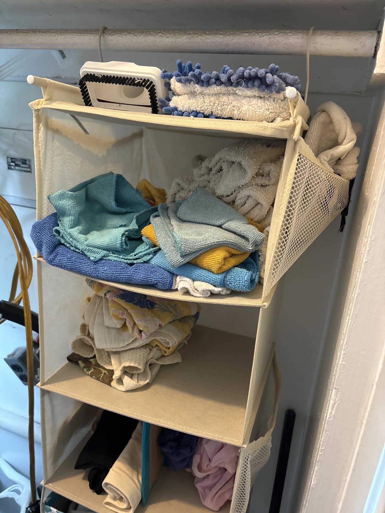 MAX Houser 4-Shelf Hanging Closet Organizer, Space Saver, Cloth Hanging Shelves with 2 Side Pockets, Foldable (Beige) customer photo 1