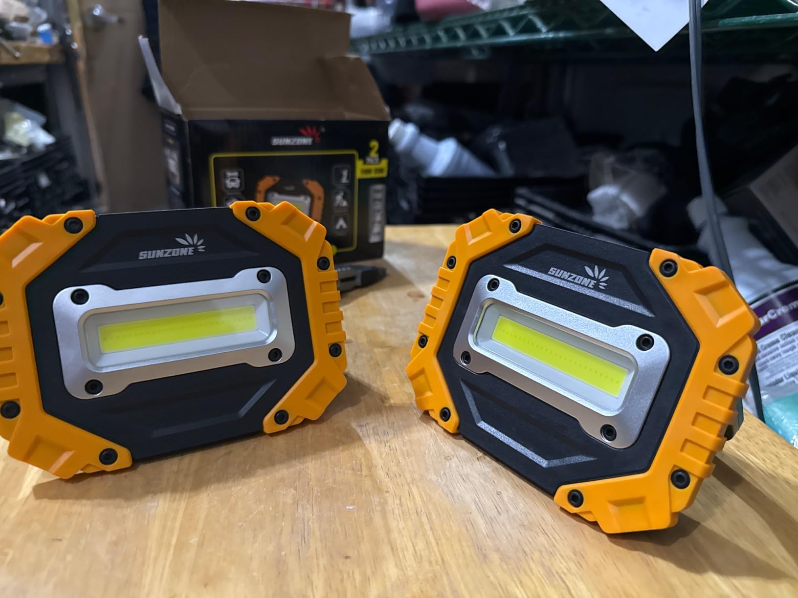 Sunzone Portable LED Work Light,AA Battery Powered Flood Lights,2 Pack customer photo 2
