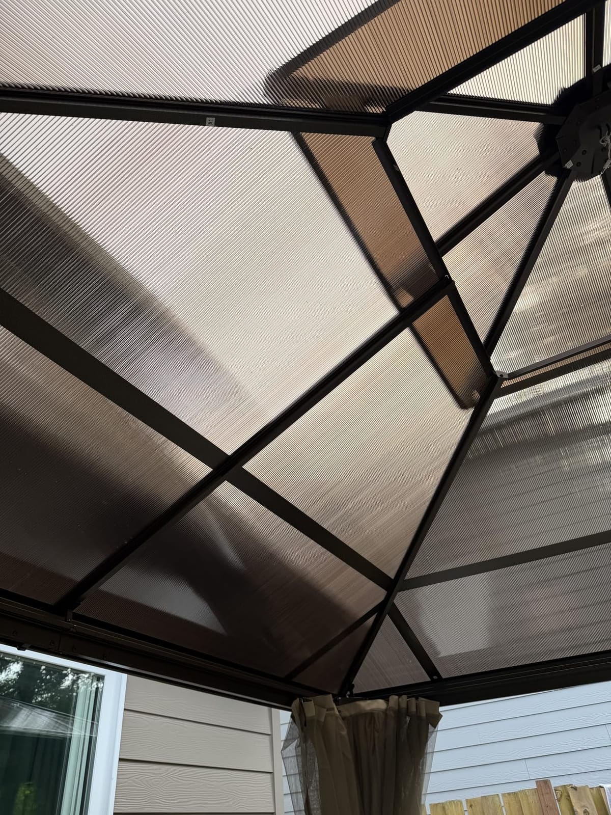 EROMMY 10' x 13' Gazebo Polycarbonate Double Roof Canopy Outdoor Aluminum Frame Pergola, Permanent Pavilion with Netting and Curtains for Garden Patio Lawns Parties customer photo 1
