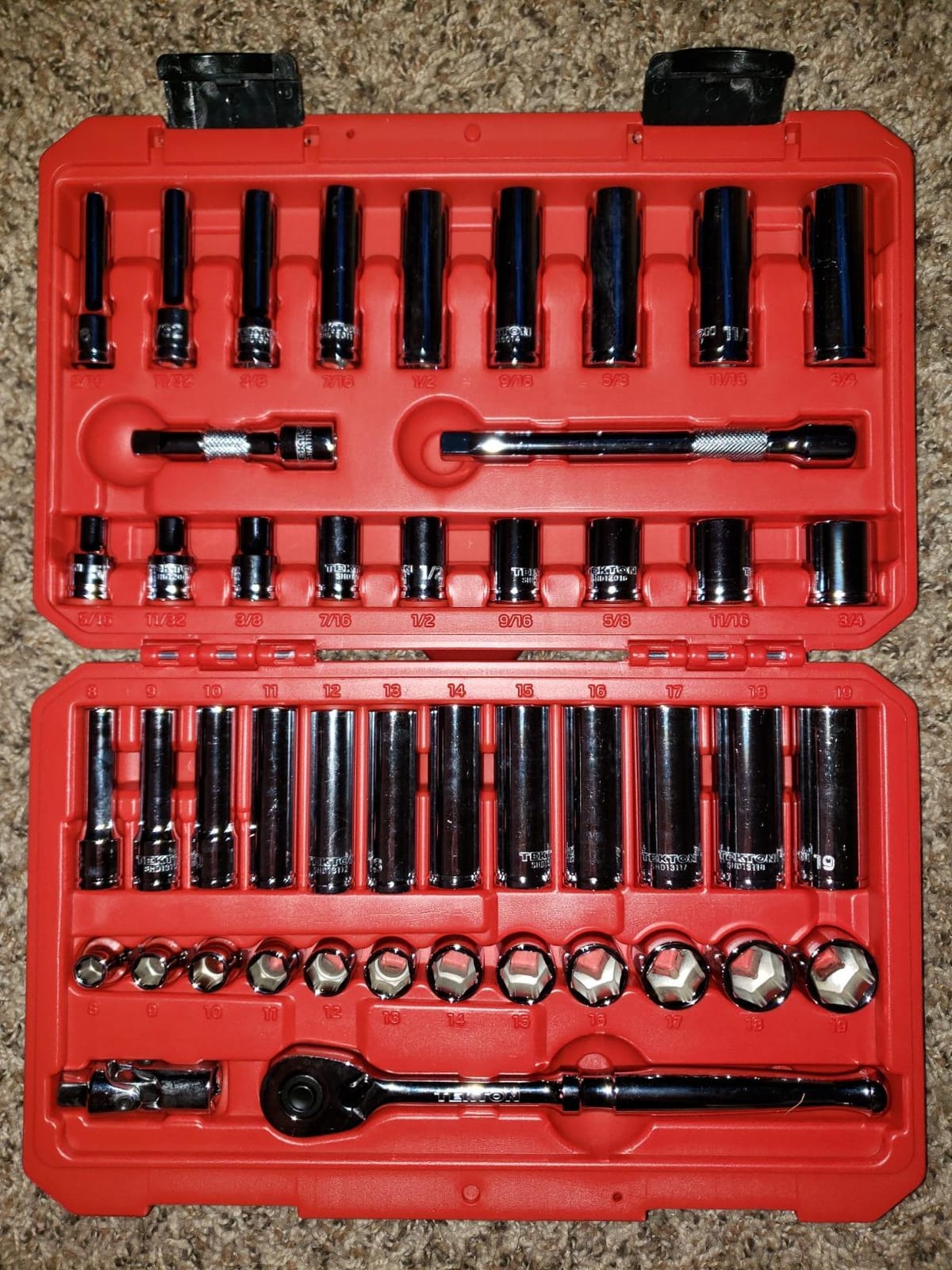 TEKTON 3/8 Inch Drive 6-Point Socket and Ratchet Set, 73-Piece (1/4-1 in., 6-24 mm) | SKT15311 customer photo 2